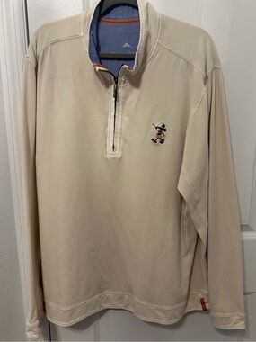 Tommy Bahama Disney Cream Lightweight Quarter Zip